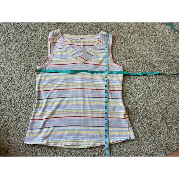 Royal Robbins Sleeveless Colorful Striped, stretchy shirt; size Medium - Picture 5 of 6